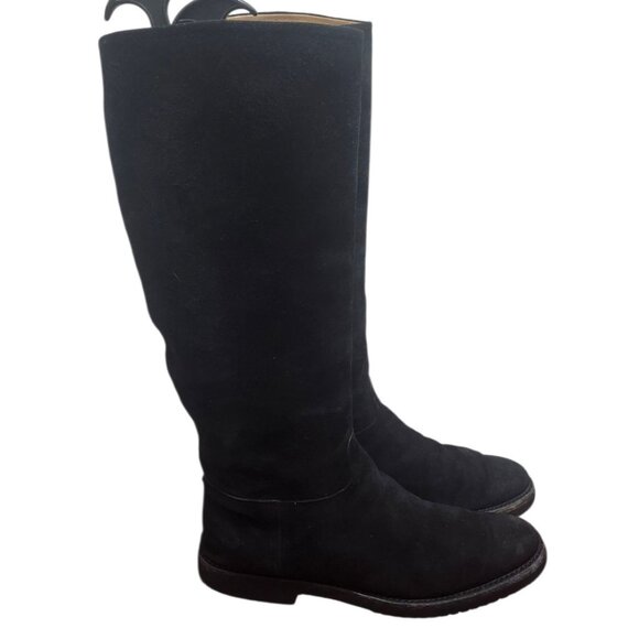 Gravati Black Suede Knee High Boots Vibram Gumlite Sole Classic Riding Style 9M - Picture 4 of 16